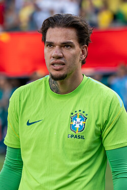 Ederson during Brazil v Morocco on 13 June 2026 at the 2026 FIFA World Cup at NY/NJ Stadium in East Rutherford, NJ