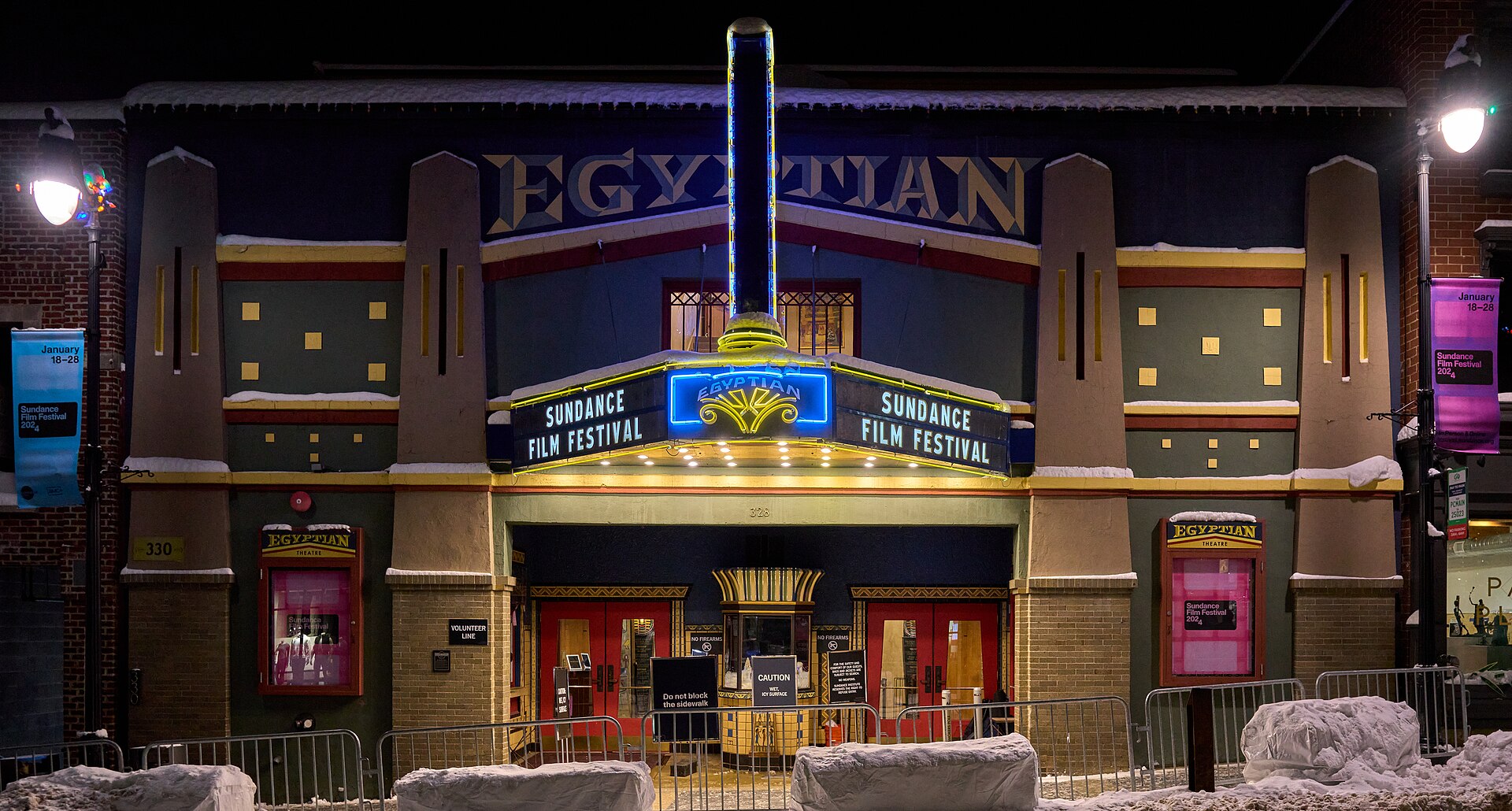 The Egyptian Theatre in Park City, Utah, on the eve of the Sundance Film Festival 2024