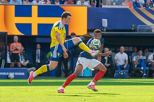 Elliot Stroud Kylian Mbappe during France v Sweden at the 2026 FIFA World Cup