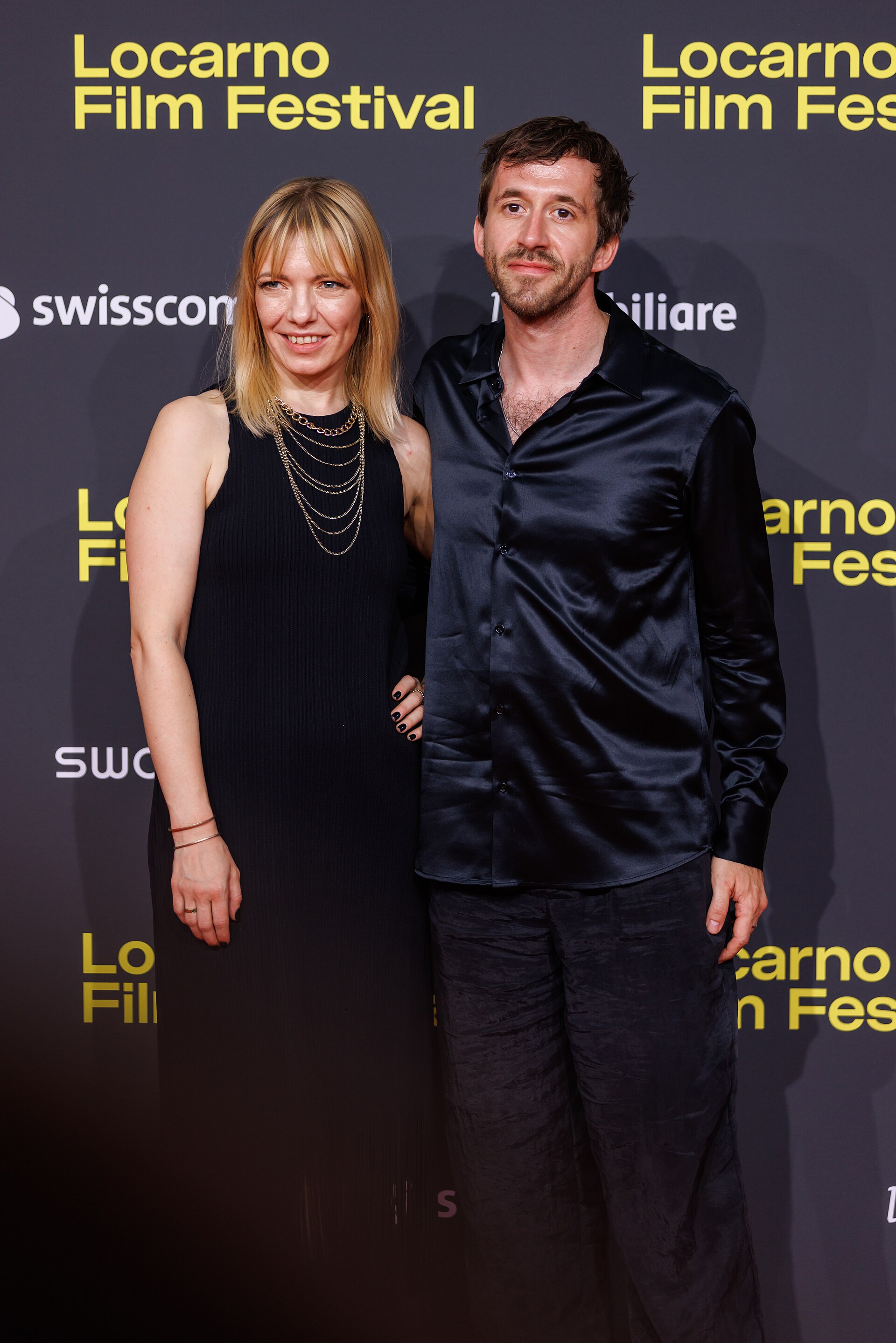 Elsa Kremser and Levin Peter attend the Affeksjonsverdi red carpet during the 78th Locarno Film Festival on August 09, 2025 in Locarno, Switzerland.