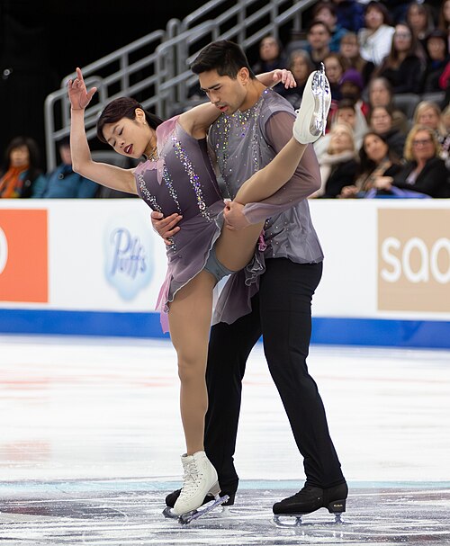 Emily Chan & Spencer Akira Howe perform during the pair’s free skate at the 2026 U.S. National Championships.