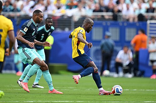 EAST RUTHERFORD, UNITED STATES - June 25: Jonathan Tah #4 of Germany and Enner Valencia #13 of Ecuador in action during the FIFA World Cup 2026 Group E match between Ecuador  and  Germany on June 25, 2026 MetLife Stadium, East Rutherford, New Jersey