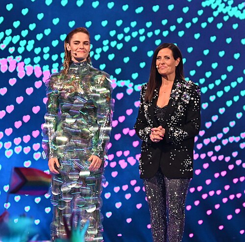 Hosts Hazel Brugger & Sandra Studer in the Second Semifinal of the 69th Annual Eurovision Song Contest