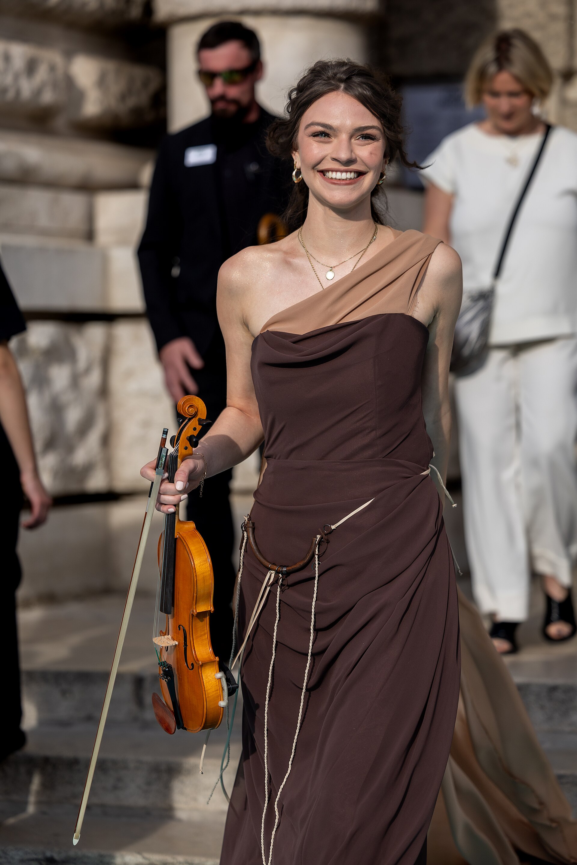 Eva Marija representing Luxembourg on the Turquoise Carpet at the 2026 Eurovision Song Contest in Vienna