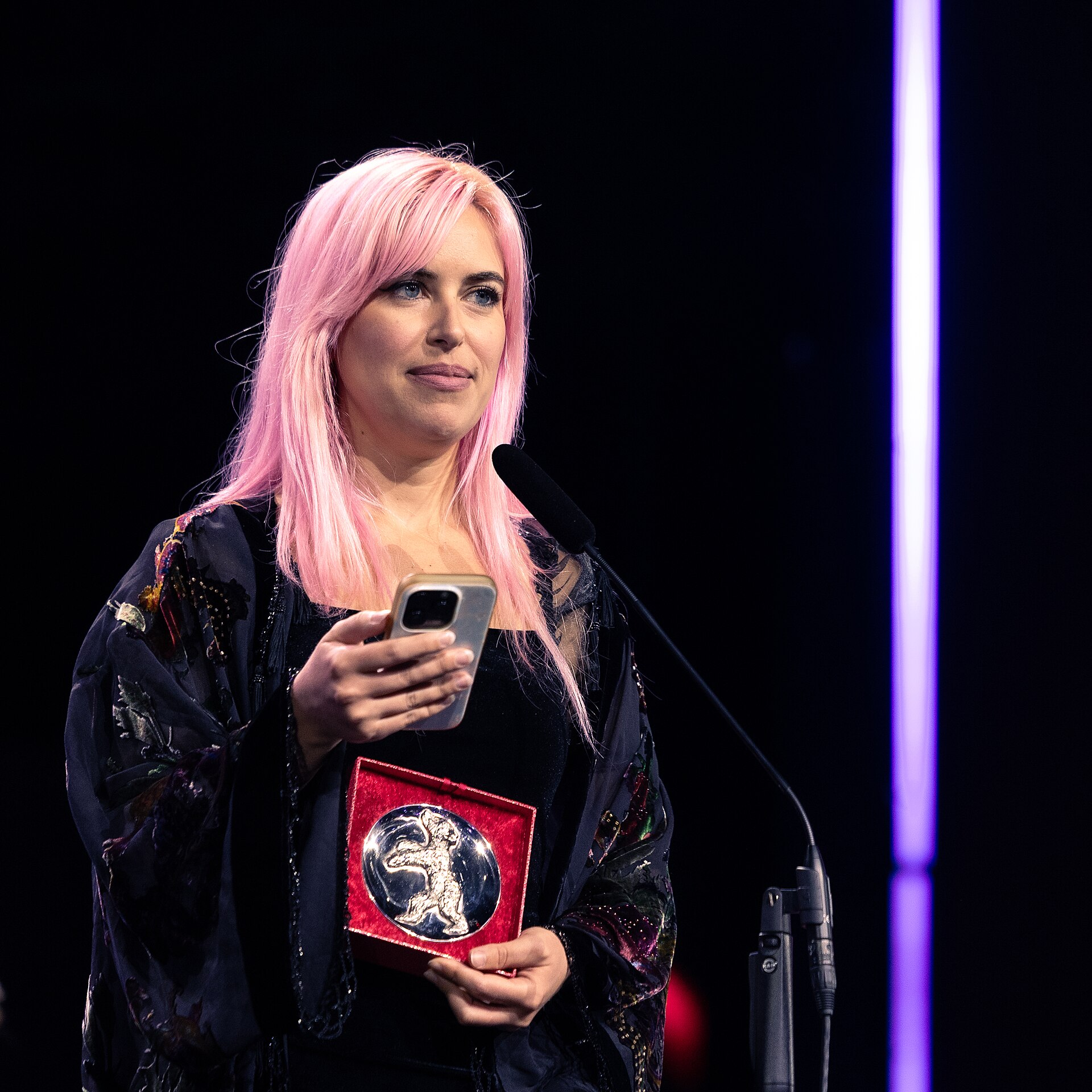 Director Fanny Texier with the Silver Bear Jury Prize (Short Film) at the award ceremony of the 2026 Berlin International Film Festival