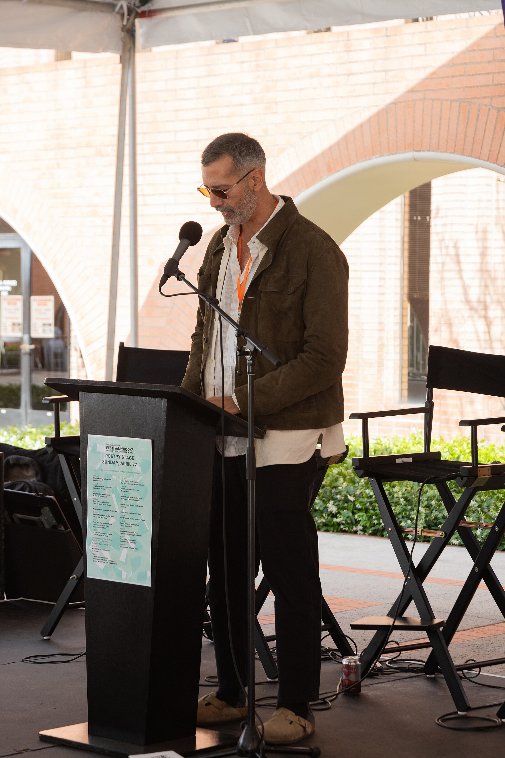 Farid Matuk, poet, at the Los Angeles Festival of Books in Los Angeles, California in April 2025.