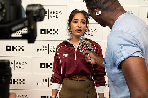 Fatma Al-Ghanim at the premiere of "Theatre of Dreams" at the 25th Tribeca Film Festival in New York City.