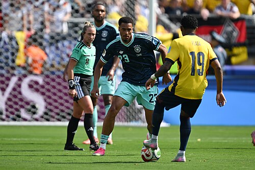 EAST RUTHERFORD, UNITED STATES - June 25: Felix Nmecha #23 of Germany battles for possession with Gonzalo Plata #19 of Ecuador during the FIFA World Cup 2026 Group E match between Ecuador  and  Germany on June 25, 2026 MetLife Stadium, East Rutherford, New Jersey