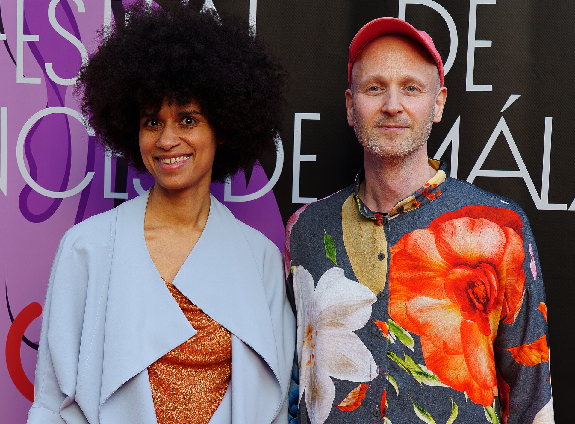 Oy on the red carpet at the 2025 Malaga French Film Festival next to the Albéniz Cinema