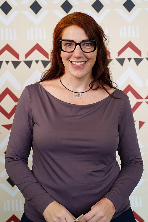Florencia Claes portrait at Wikimania 2025 WikiPortraits Studio