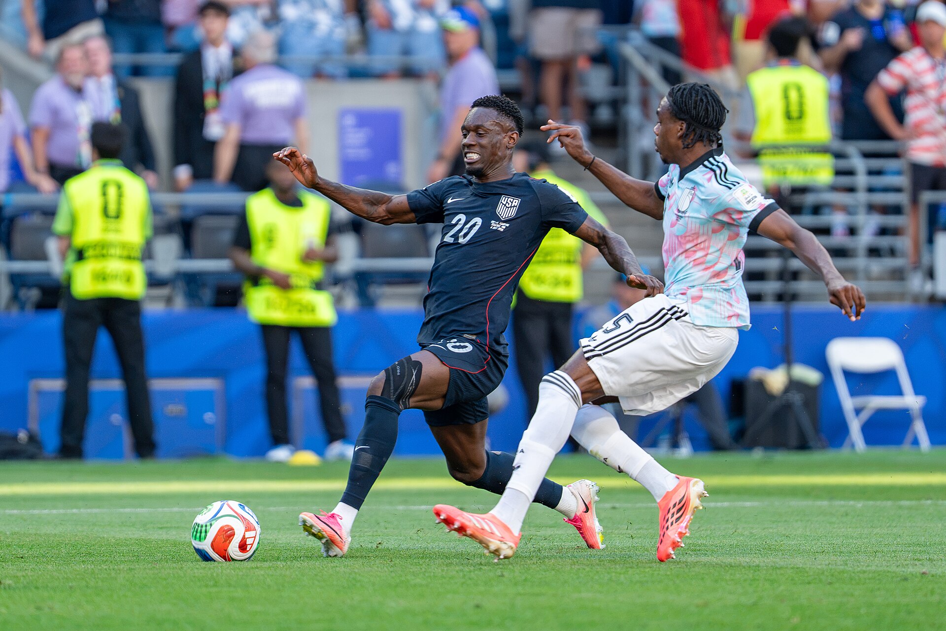 Folarin Balogun Nathan Ngoy during Belgium v United States at the 2026 FIFA World Cup