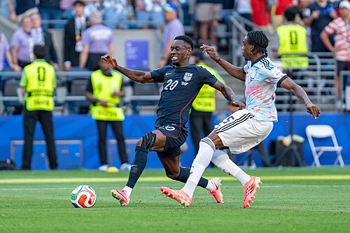 Folarin Balogun Nathan Ngoy during Belgium v United States at the 2026 FIFA World Cup