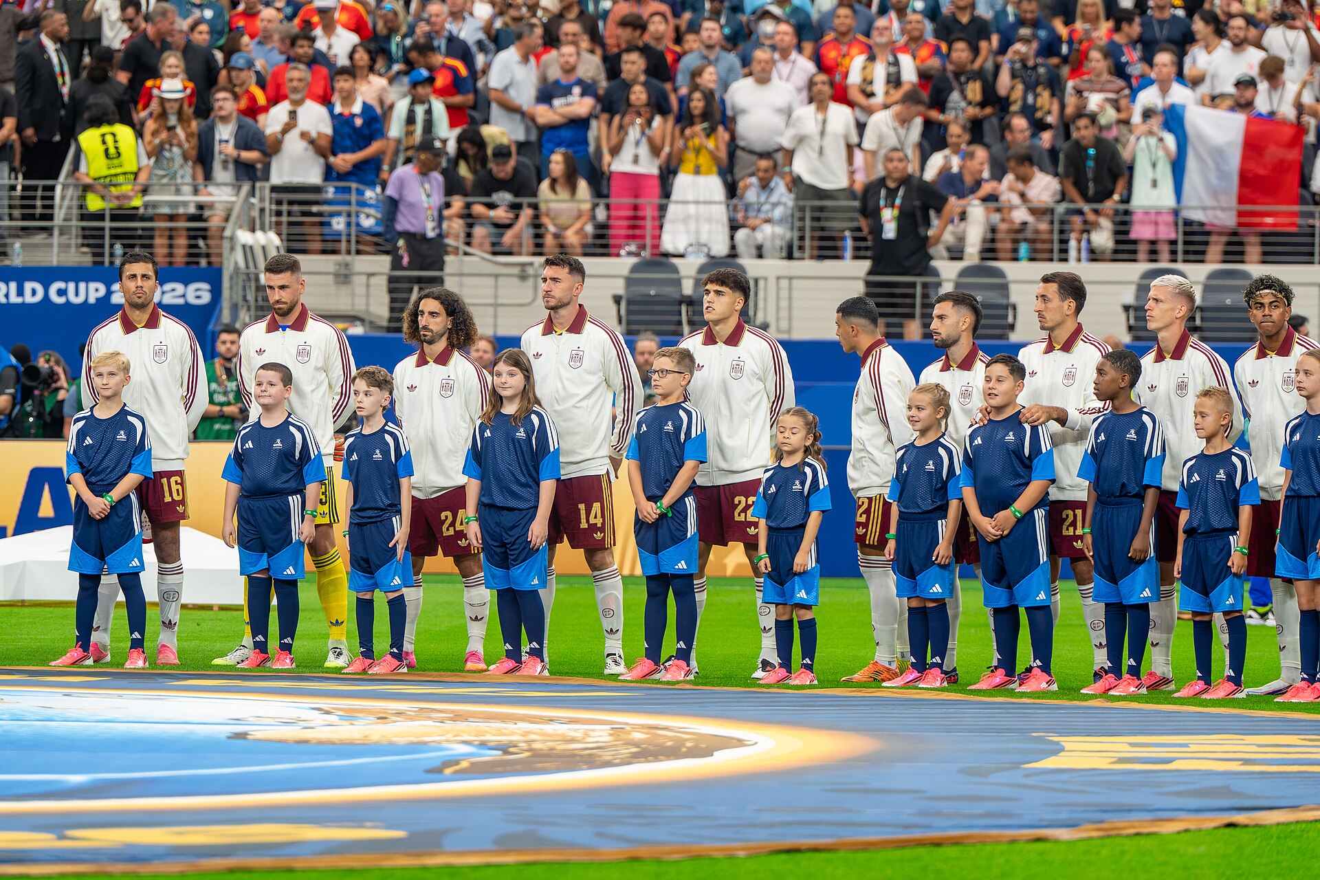 Spain lineup during France v Spain at the 2026 FIFA World Cup