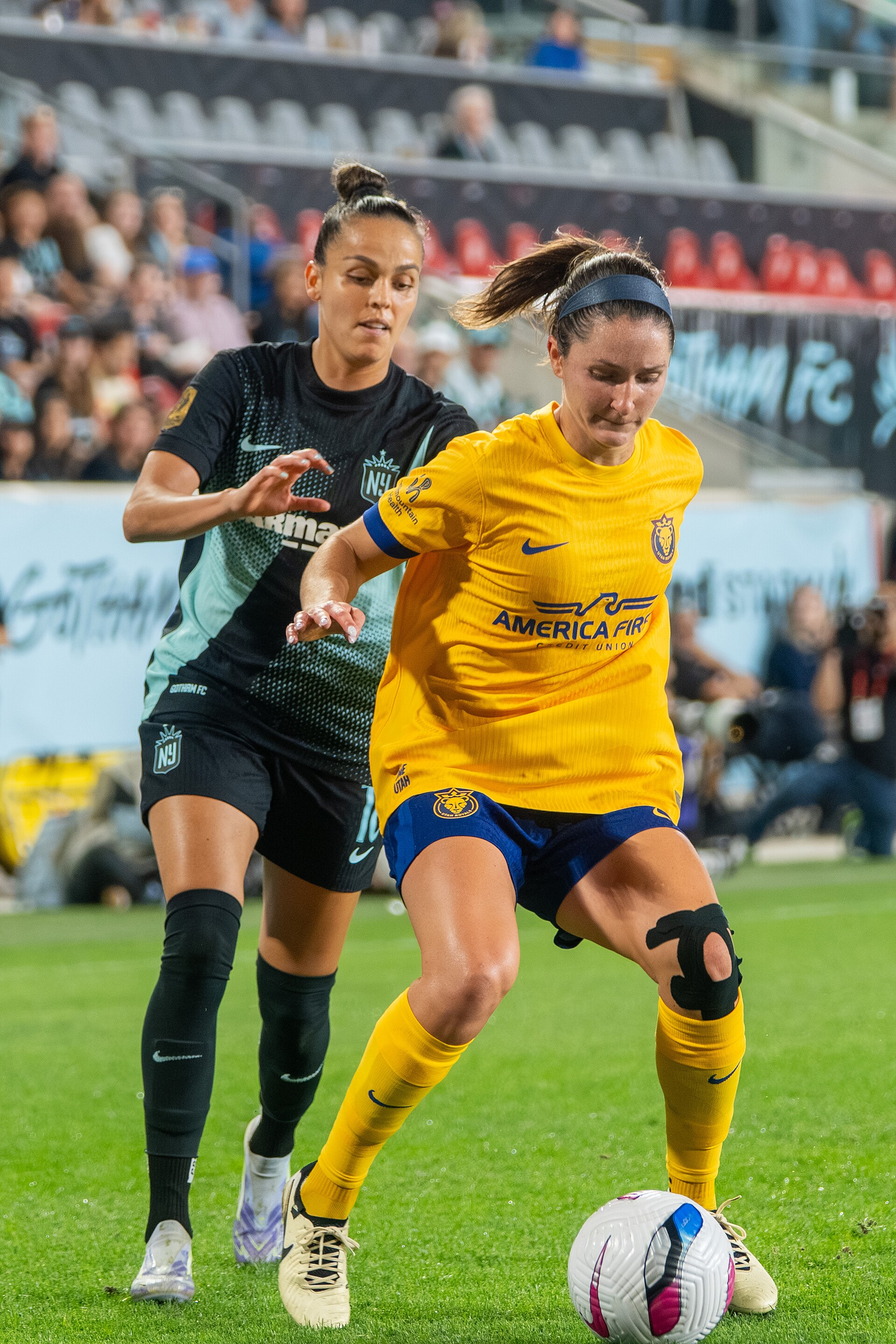 Gabi Portilho and Kaleigh Riehl during Gotham FC vs Utah Royals on 23 Aug 2025