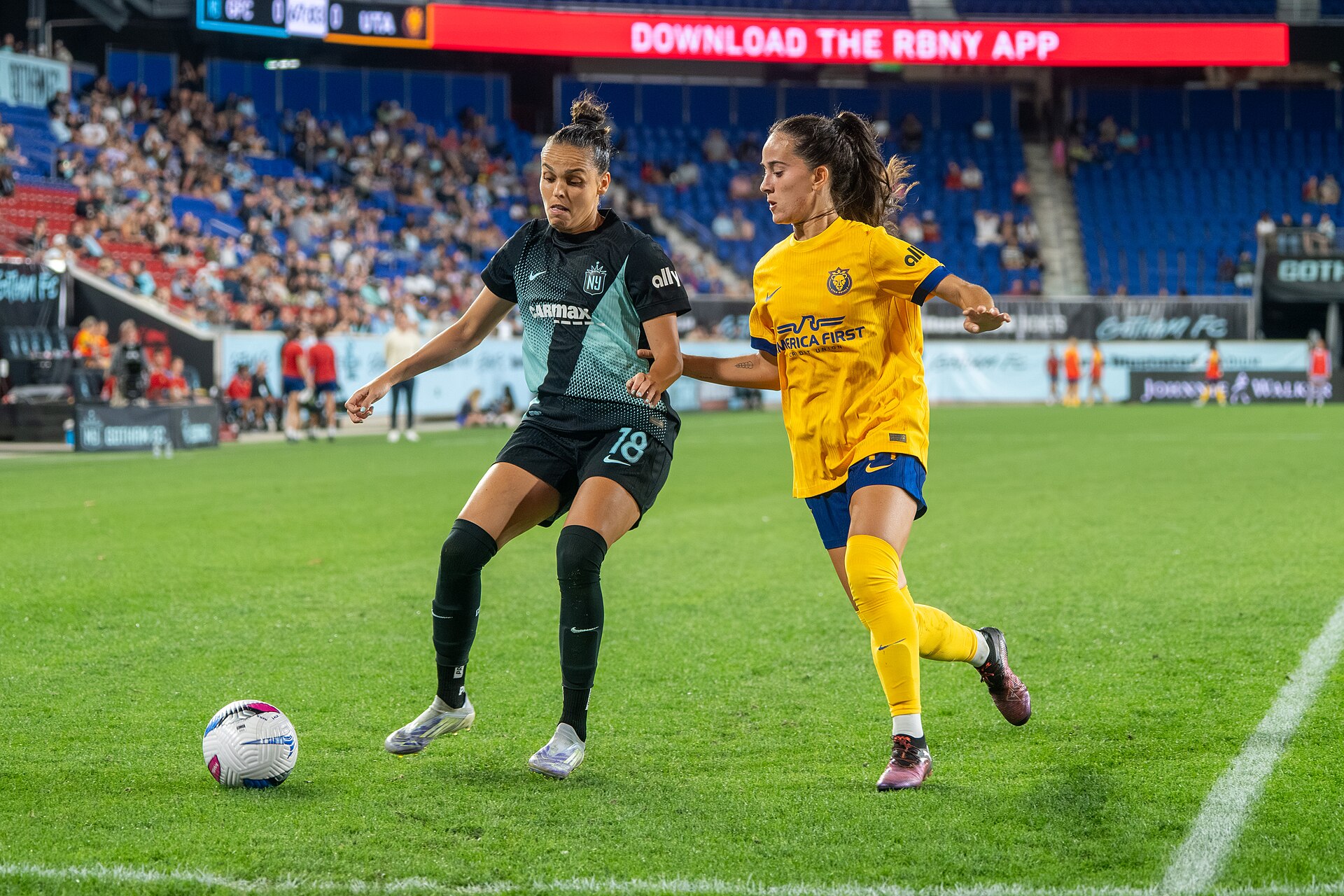 Gabi Portilho and Nuria Rábano during Gotham FC vs Utah Royals on 23 Aug 2025