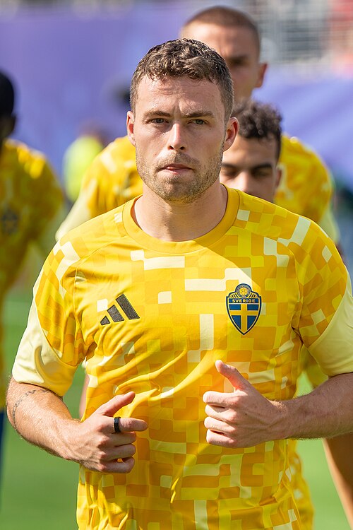 Gabriel Gudmundsson during France v Sweden at the 2026 FIFA World Cup