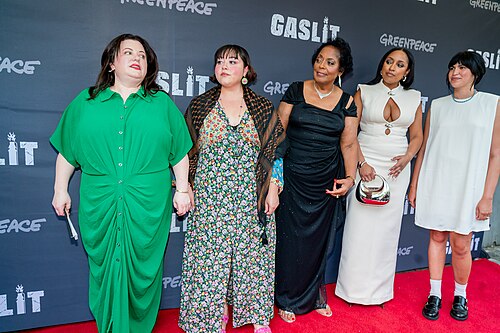 Chloe Torres, Katie Camosy, Sharon Lavigne and Shamyra Lavigne (Director and subjects of the film)and Production Manager Alana Schwartz attend the NY premiere of "Gaslit" at IFC Center