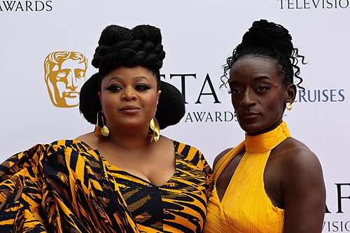 Gbemisola Ikumelo & Sarah Amankwah at the TV BAFTA red carpet, May 26