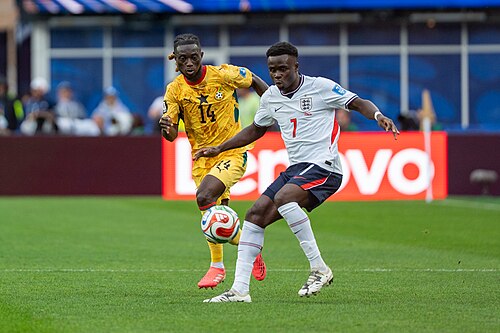 Gideon Mensah Bukayo Saka during England v Ghana on 23 June 2026 at the 2026 FIFA World CupWikiPortraits at 2026 FIFA World Cup (England v Ghana, 23 June 2026)