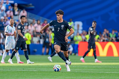 Gio Reyna during Belgium v United States at the 2026 FIFA World Cup