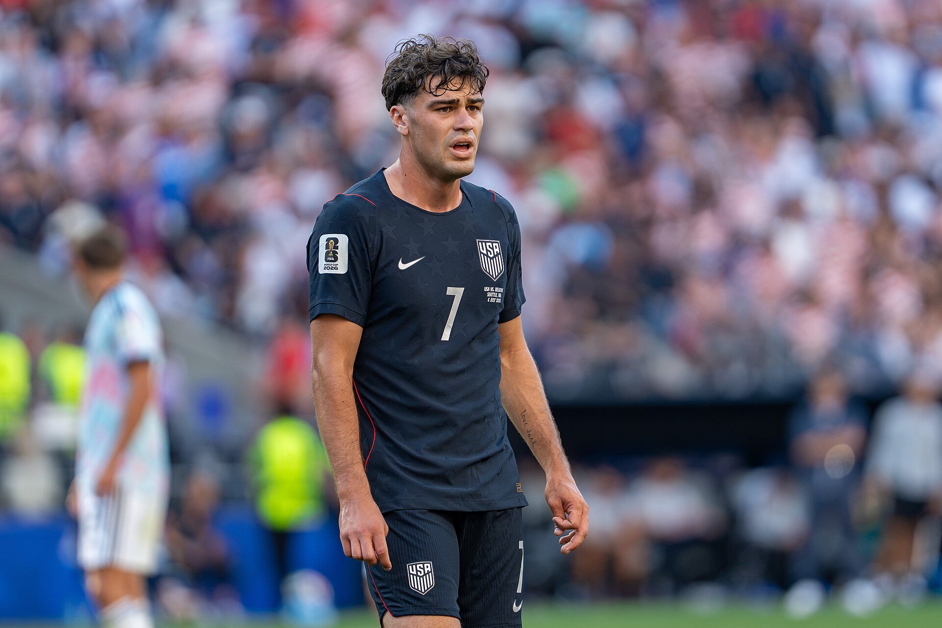 Gio Reyna during Belgium v United States at the 2026 FIFA World Cup