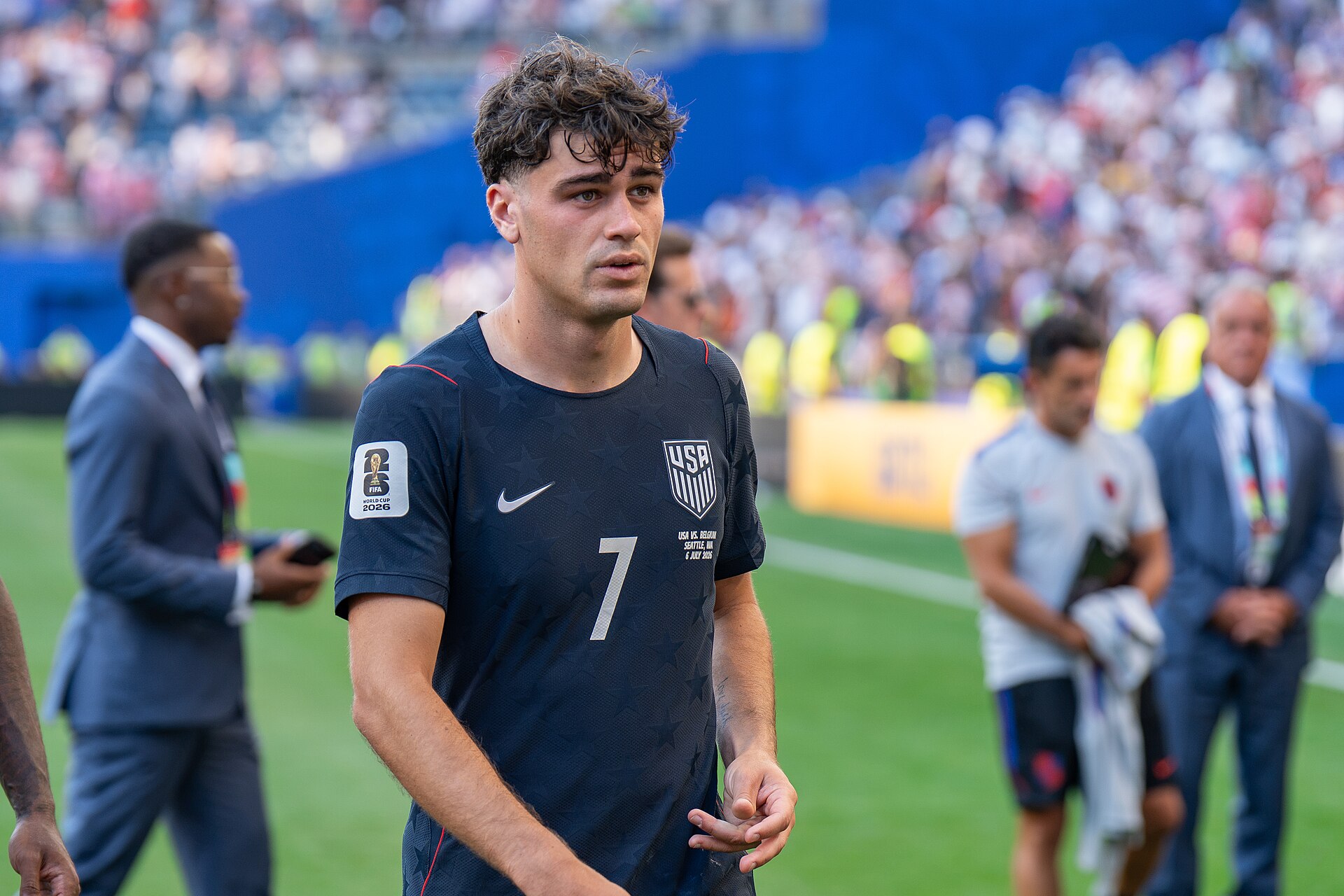 Gio Reyna during Belgium v United States at the 2026 FIFA World Cup