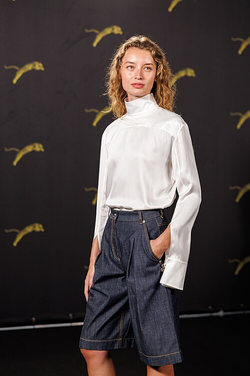 Giulia Maenza attends "Alberi erranti" photocall during the 79th Locarno Film Festival on August 10, 2026 in Locarno, Switzerland.