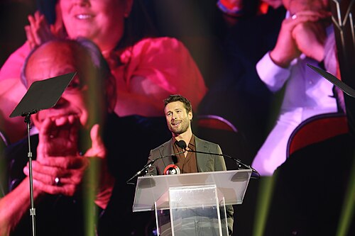 Glen Powell at CinemaCon 2025 where he was honored with the Star of the Year award in at Caesar's Palace at Las Vegas, NV