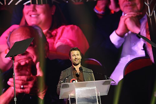Glen Powell at CinemaCon 2025 where he was honored with the Star of the Year award at the Big Screen Achievement Awards held at Caesar's Palace at Las Vegas, Nevada