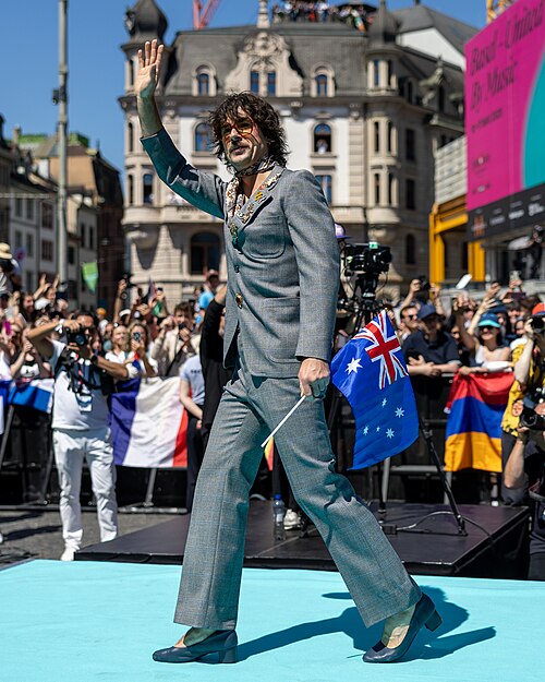 Go-Jo, representing Australia, on the Turquoise Carpet at Eurovision 2025 in Basel, Switzerland.