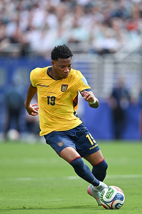 EAST RUTHERFORD, UNITED STATES - June 25: Gonzalo Plata #19 of Ecuador in action during the FIFA World Cup 2026 Group E match between Ecuador  and  Germany on June 25, 2026 MetLife Stadium, East Rutherford, New Jersey