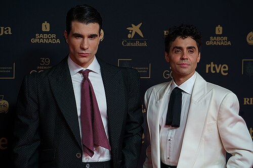 Los Javis en la alfombra roja de los Premios Goya celebrados en Granada en 2025