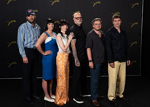 Guillaume Vasseur, Gabrielle Tougas-Fréchette, Larissa Corrriveau, Denis Côté, Terence Chotard and Xavier Bergeron at the 79th Locarno Film Festival 2026