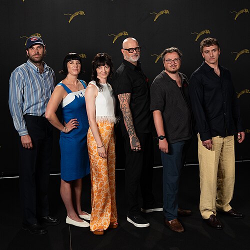 Guillaume Vasseur, Gabrielle Tougas-Fréchette, Larissa Corrriveau, Denis Côté, Terence Chotard and Xavier Bergeron at the 79th Locarno Film Festival 2026