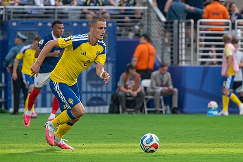 Gustaf Lagerbielke during France v Sweden at the 2026 FIFA World Cup
