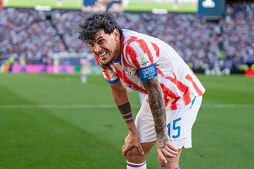 Gustavo Gomez during France v Paraguay at the 2026 FIFA World Cup