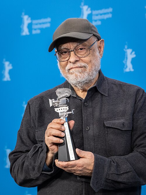 Director Haile Gerima with the Berlinale Camera award at the photo call at the 2026 Berlin International Film Festival
