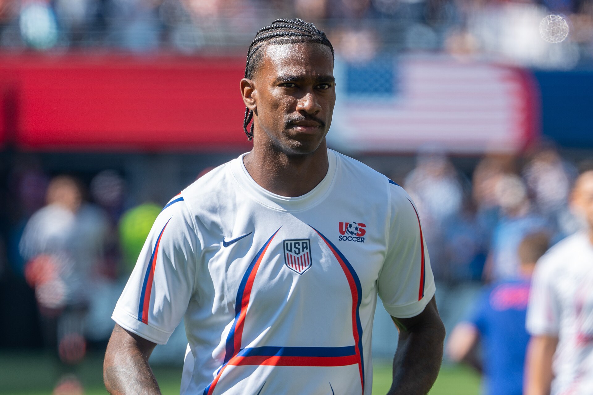 Haji Wright during Belgium v United States at the 2026 FIFA World Cup