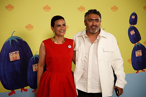 Hala Elkoussy and Abdelsalam Moussa at the 2024 Cannes Film Festival for East of Noon.