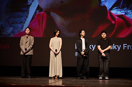 Han Chang-lok, Baek Ji-hye, Joo Min-hyeong, Shin Jun-hang, actors, director, at the 30th Busan International Film Festival in Busan, South Korea in 2025