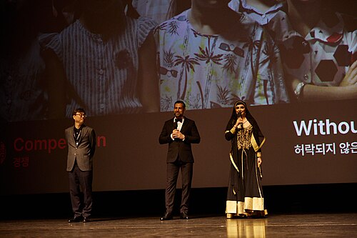 Hassan Nazer, Setareh Fakhaari, director, actor, at the 30th Busan International Film Festival in Busan, South Korea in 2025