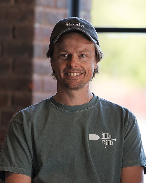 Filmmaker, whitewater paddler, and videographer Hunter Davis after a screening of his short film Home on the James at Dominion Energy Riverrock May 15, 2026