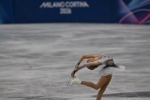 MILAN, ITALY - 19 FEBRUARY 2026: Iida KARHUNEN of Finland compete during the Figure Skating Women Single Skating Free Skating at the Olympic Winter Games Milano Cortina 2026 Milano Ice Skating Arena on February 19, 2026 in Milan, Italy