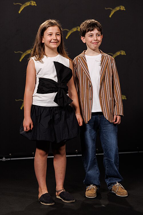 Iris Barbiero and Argo Barbieri attend "Alberi erranti" photocall during the 79th Locarno Film Festival on August 10, 2026 in Locarno, Switzerland.
