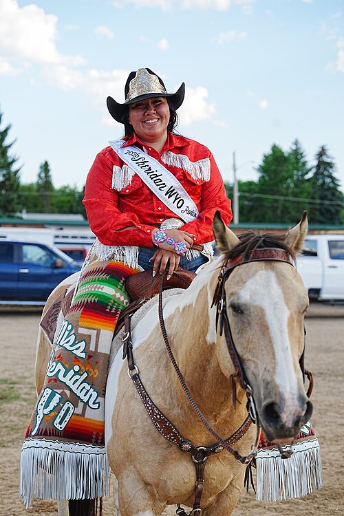 SHERIDAN, WYOMING, UNITED STATES - July 10, 2026: Miss 2026 Sheridan WYO Isabella Yellowtail at 2026 Sheridan WYO Rodeo.