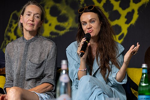 Isabelle Stever and Anna Melikova at the Q&A for I Rarely Wake Up Dreaming at the 2026 Locarno Film Festival