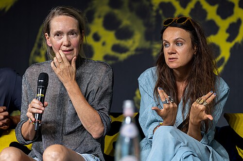 Isabelle Stever and Anna Melikova at the Q&A for I Rarely Wake Up Dreaming at the 2026 Locarno Film Festival