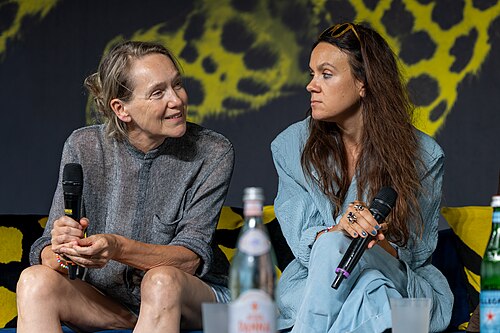 Isabelle Stever and Anna Melikova at the Q&A for I Rarely Wake Up Dreaming at the 2026 Locarno Film Festival