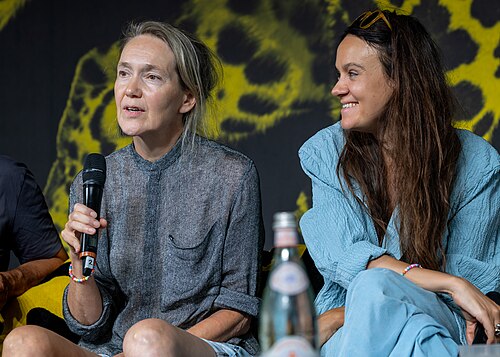Isabelle Stever and Anna Melikova at the Q&A for I Rarely Wake Up Dreaming at the 2026 Locarno Film Festival
