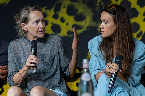Isabelle Stever and Anna Melikova at the Q&A for I Rarely Wake Up Dreaming at the 2026 Locarno Film Festival